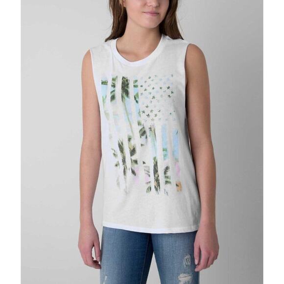 Billabong Tops - Billabong White USA Flag Vacation Shirt Tank Top Size Small